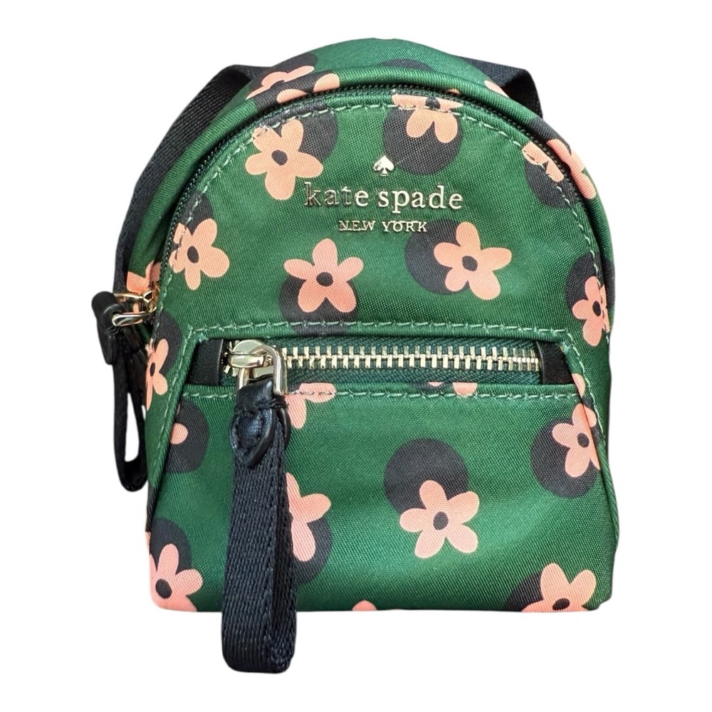 Kate Spade Chelsea Micro Backpack Key Chain Bag Charm Green & Pink Floral NWOT